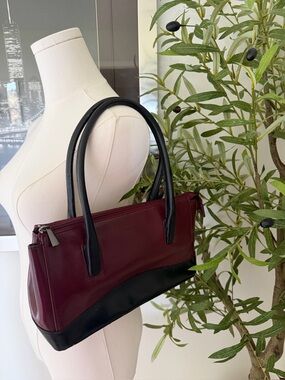 Mantles Burgundy and Black Women's Satchel Handbag